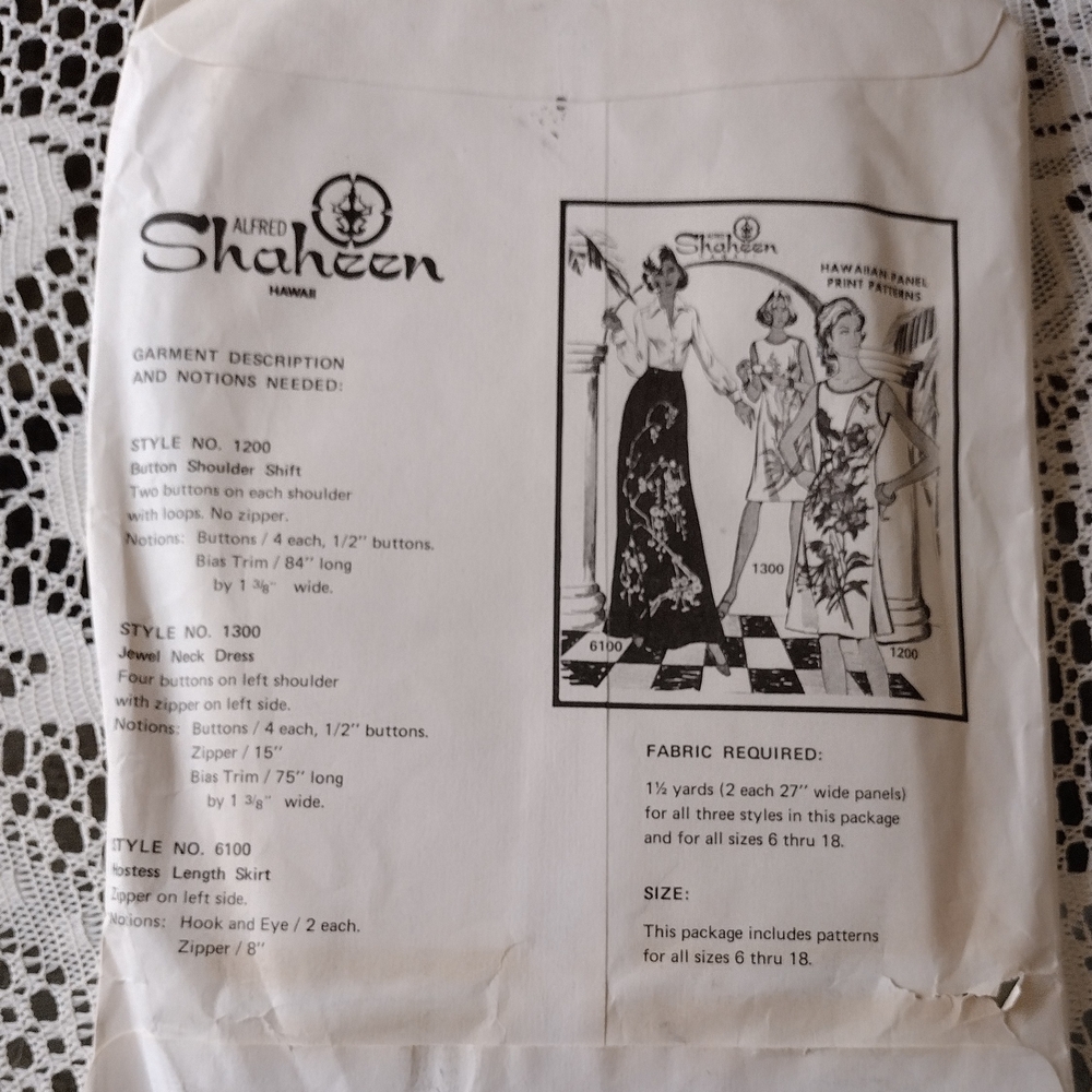  Vintage Alfred Shaheen Hawaiian Panel Print sewing pattern # 101 - Picture 4 of 4